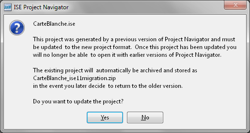 Project update confirmation screenshot