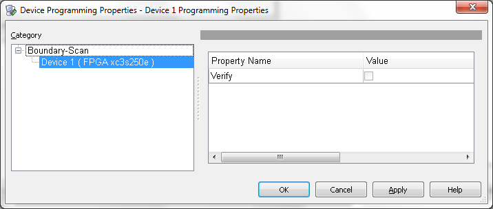 screenshot of Device Programming Properties